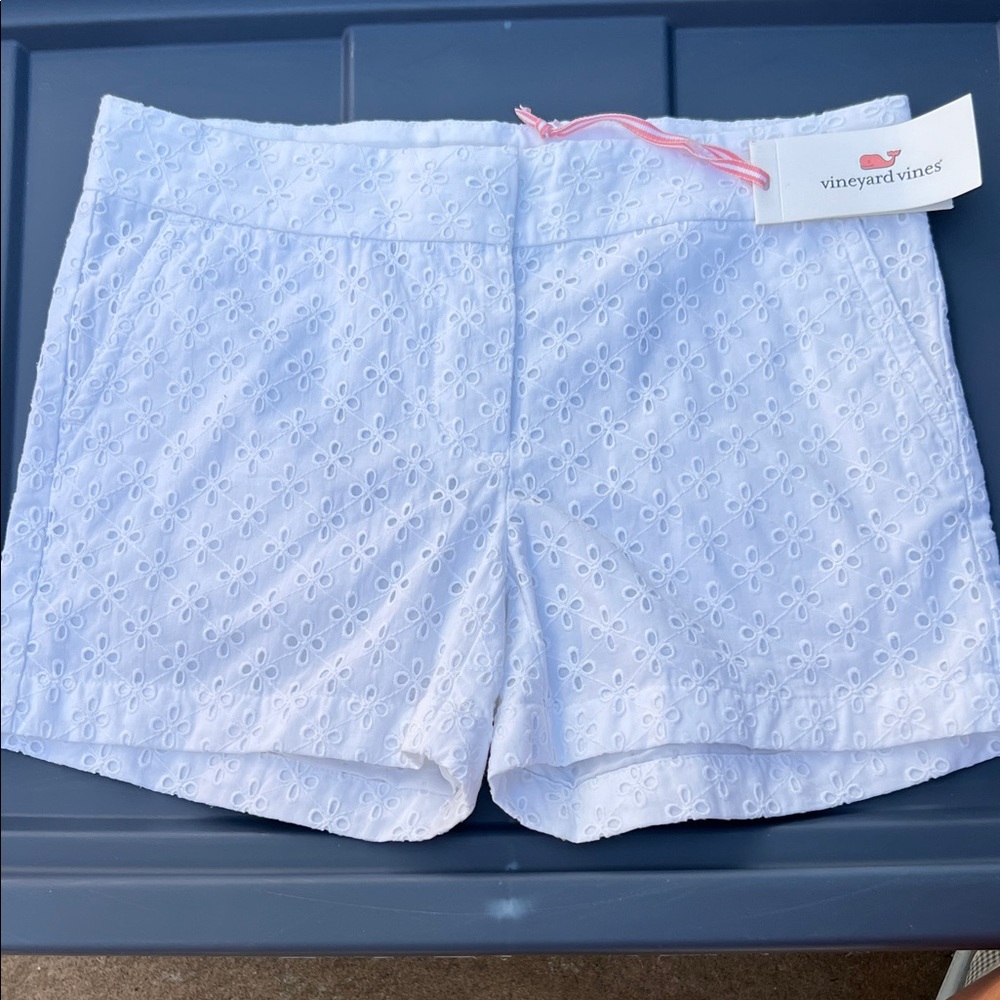 Vineyard Vines Kids white Eyelet Shorts